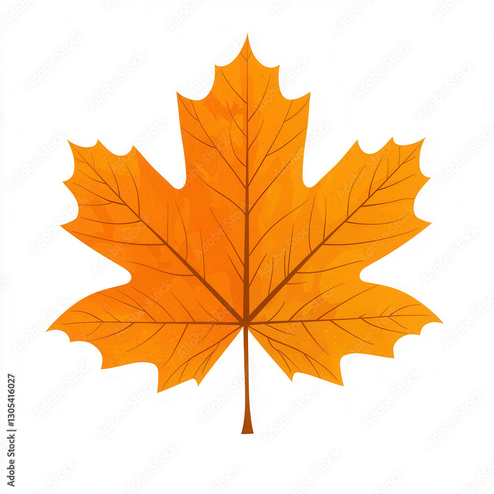 Fototapeta premium vibrant orange maple leaf with detailed veins, symbolizing autumn beauty and change. Perfect for seasonal themes and nature inspired designs