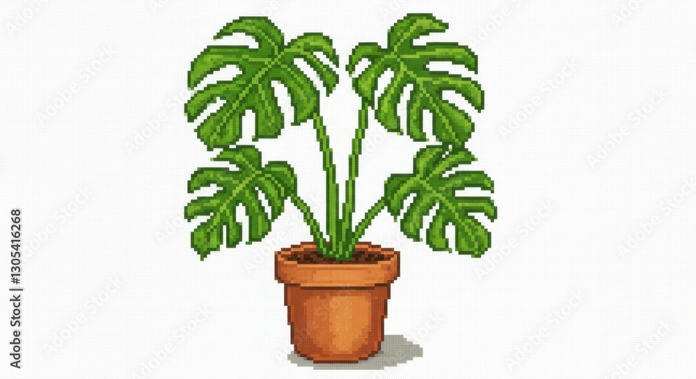 Obraz premium Pixel Art Monstera Plant