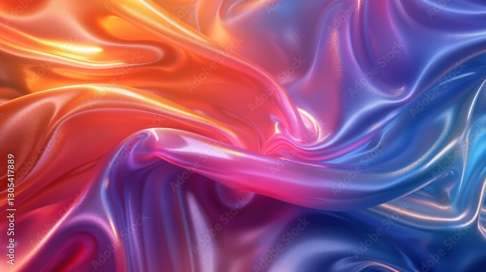 Liquid-effect satin displays vibrant rainbow colors and a smooth texture under soft ambient lighting Liquid-effect satin displays vibrant rainbow colors and a smooth texture under soft ambient lighting