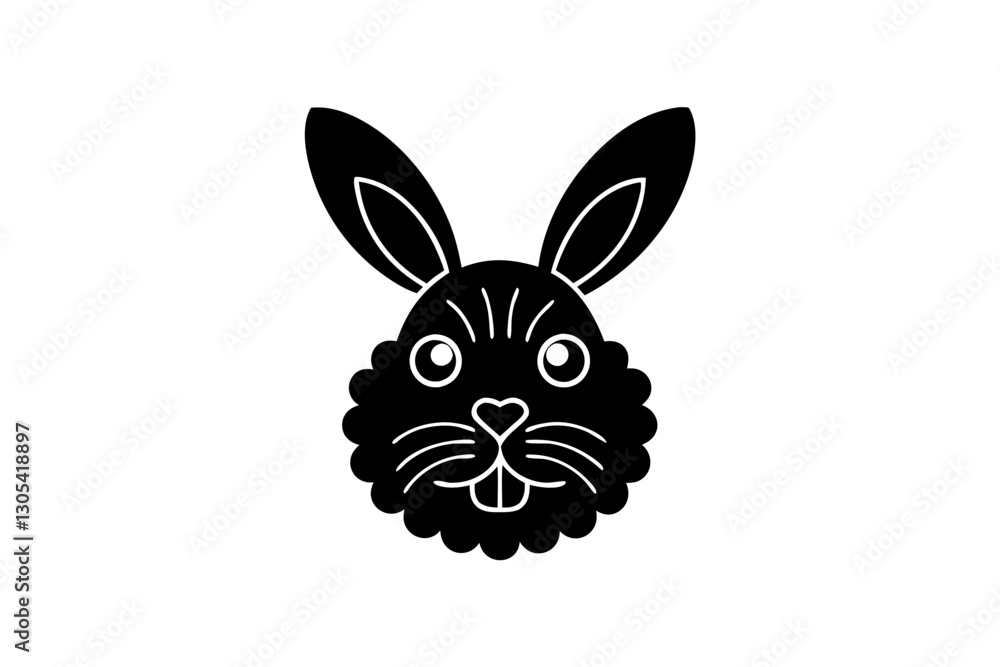 creative unique black silhouette rabbit face close up concept icon creative unique black silhouette rabbit face close up concept icon