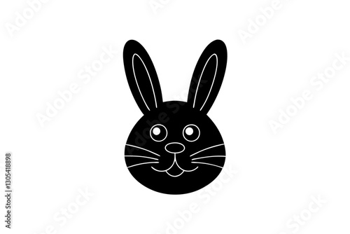 creative unique black silhouette rabbit face close up concept icon