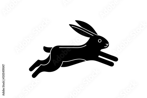 creative unique black silhouette  running rabbit icon