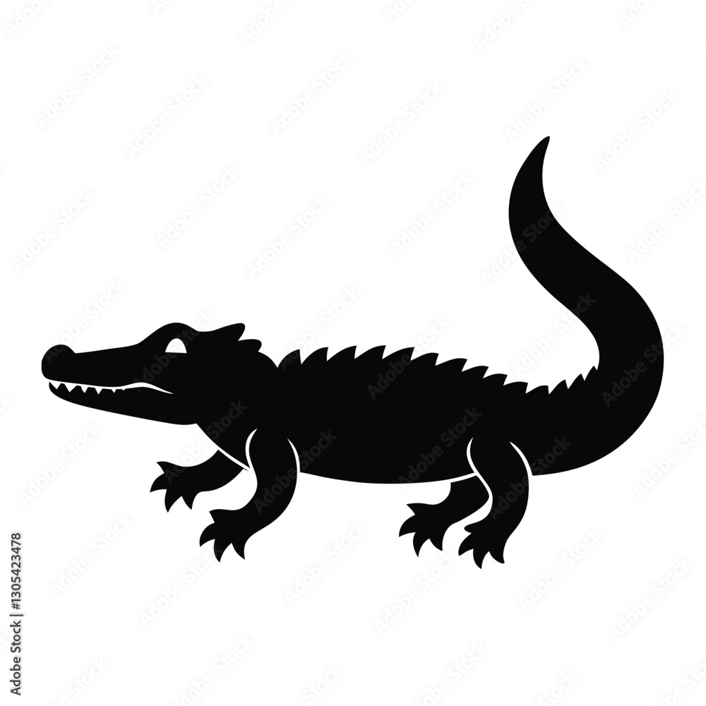 Vector Alligator Silhouette Icon for Wildlife Illustrations Vector Alligator Silhouette Icon for Wildlife Illustrations