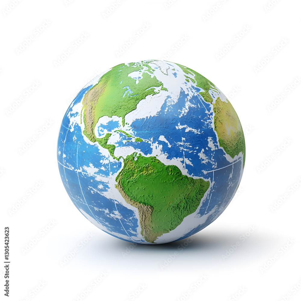 Fototapeta premium 3d Blue planet earth isolated on white background