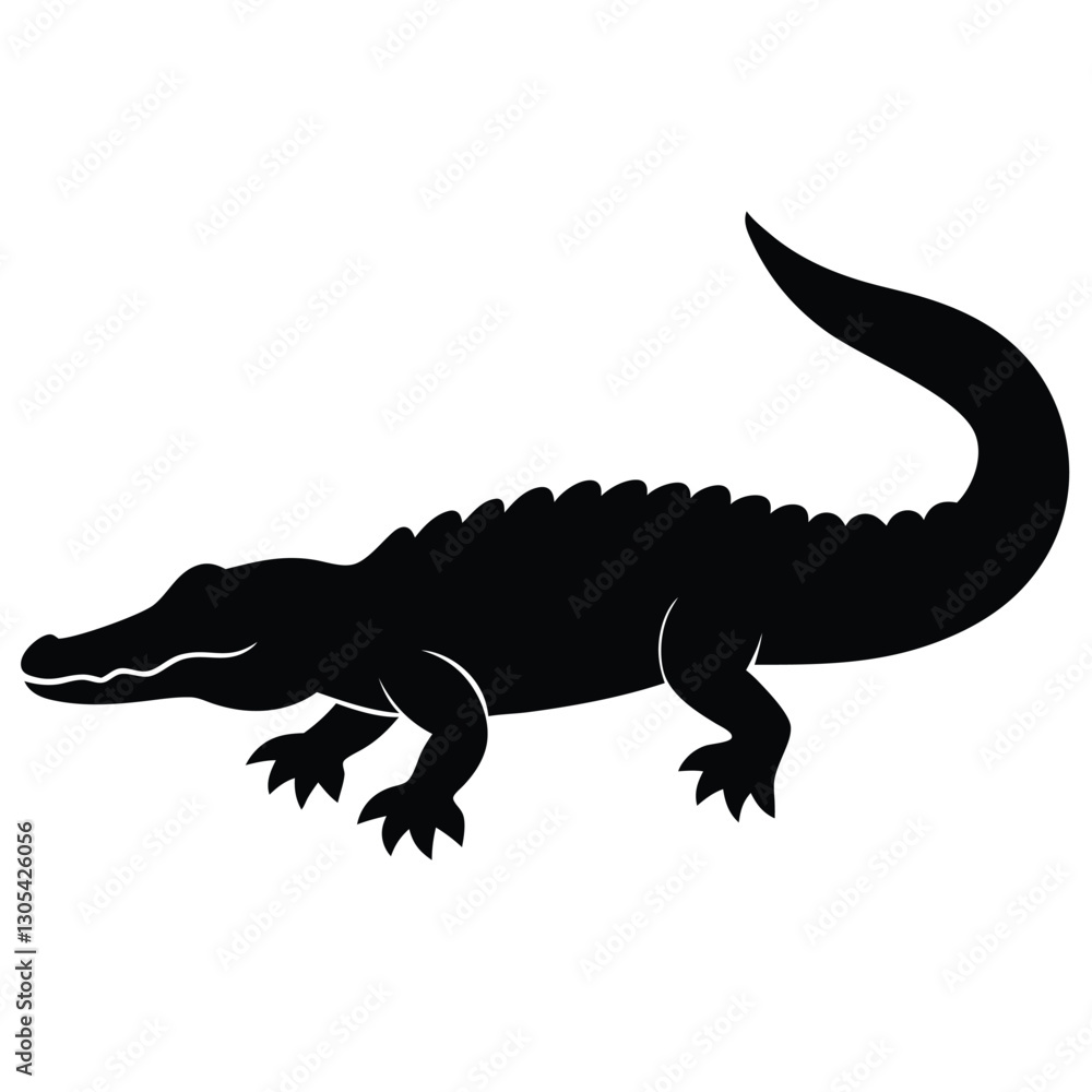 Stylized Crocodile Silhouette Icon for Wildlife Design Stylized Crocodile Silhouette Icon for Wildlife Design
