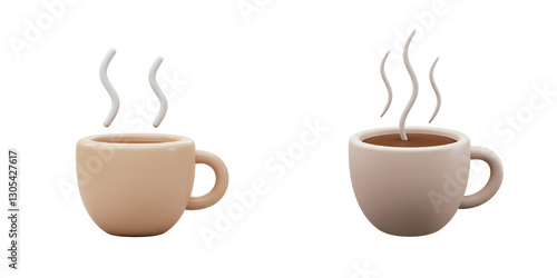 Coffee Cup Steam Thin – A coffee cup with two rising steam lines, warm morning beverage