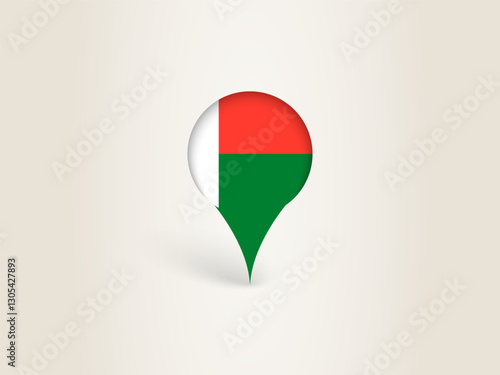 Pin Icon with Madagascar National Flag.