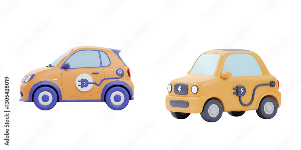 Modern electric car with charging plug symbol for eco-friendly transportation Modern electric car with charging plug symbol for eco-friendly transportation