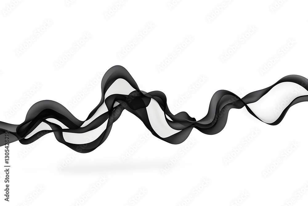 Abstract waving black fabric ribbon isolated on white background Abstract waving black fabric ribbon isolated on white background