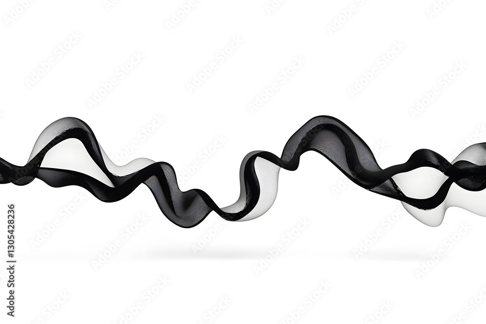 Abstract waving black fabric ribbon isolated on white background Abstract waving black fabric ribbon isolated on white background
