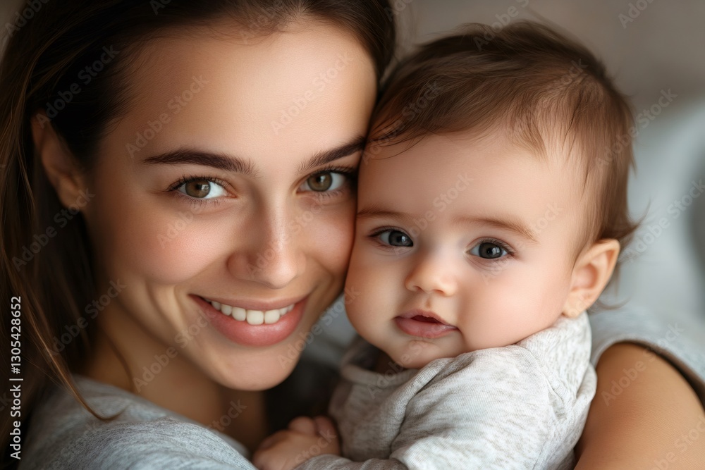 Happy mother holding and smiling at her baby Happy mother holding and smiling at her baby