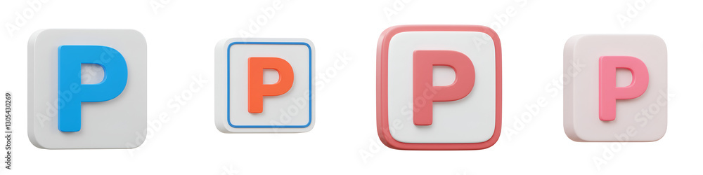 Square Parking Sign with a 'P' Symbol – Road and Traffic Indicator Square Parking Sign with a 'P' Symbol – Road and Traffic Indicator