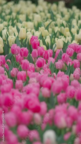 Wallpaper Mural The colorful and vibrant tulip flowers create a stunningly beautiful landscape in this cheerful spring scene Torontodigital.ca