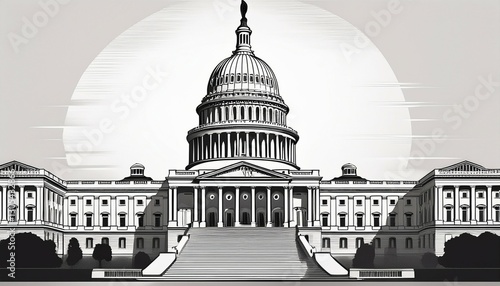 black white illustration united states capitol building washington us capitol dome