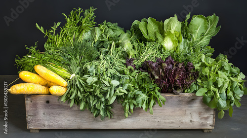 Fresh Organic Vegetables at Rustic Vegetable Stall | A Variety of Leafy Greens, Root Veggies, and Herbs on Display
