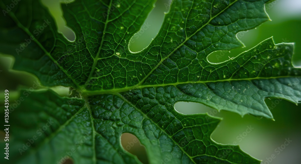 Obraz premium Close Up of Textured Green Leaf with Serrated Edges Detailed View