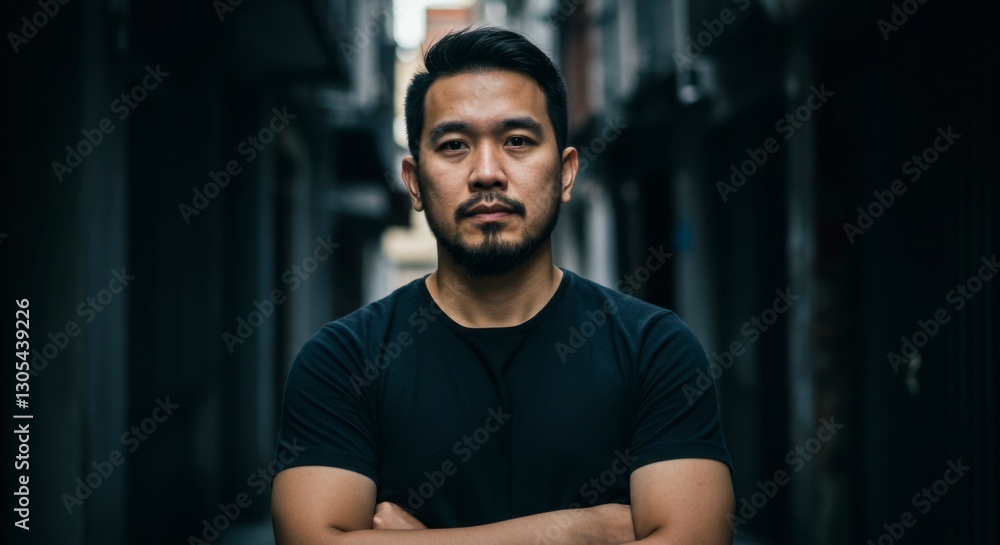 Obraz premium Urban Man Portrait, Dark Alley