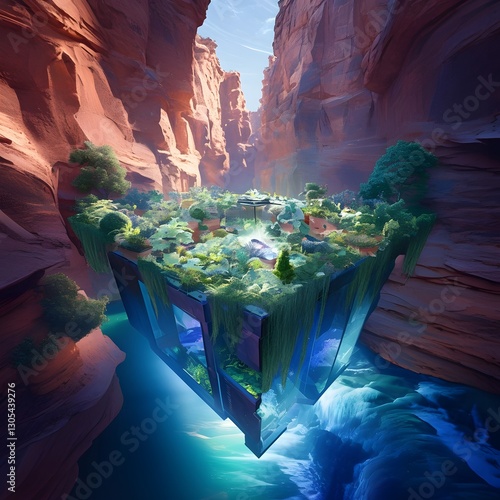 Hidden Oasis A Mesmerizing Waterfall in a Serene Canyon Landscape