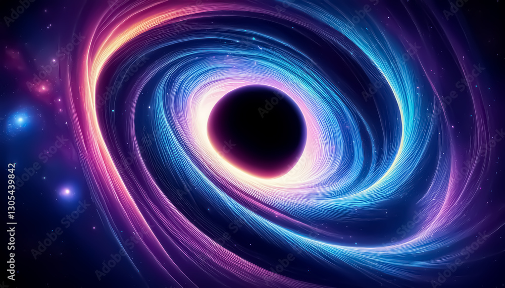 Vivid Cosmic Black Hole with Swirling Nebulae and Stars Vivid Cosmic Black Hole with Swirling Nebulae and Stars