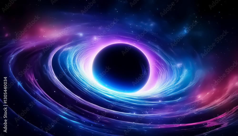 Vivid Cosmic Black Hole with Swirling Nebulae and Stars Vivid Cosmic Black Hole with Swirling Nebulae and Stars