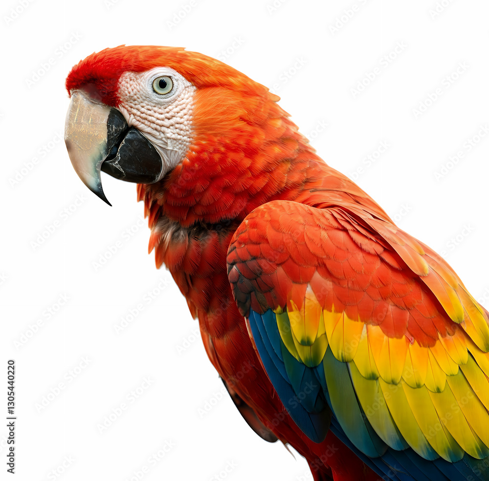 Obraz premium Vibrant Scarlet Macaw Parrot Close Up Stunning Exotic Bird Photography