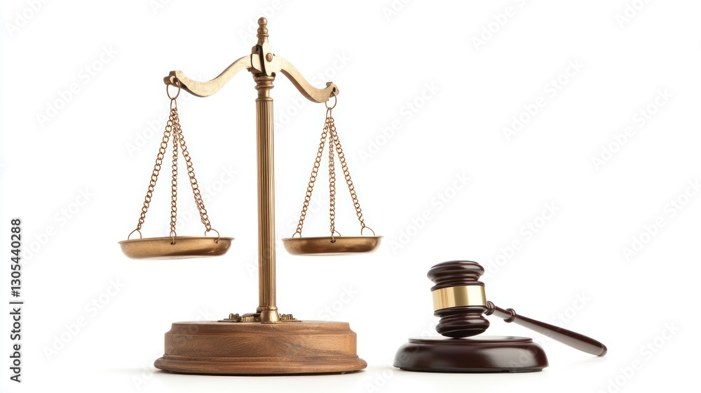 Justice Scales and Gavel on White Background. Possible Use Stock photo for legal themes Justice Scales and Gavel on White Background. Possible Use Stock photo for legal themes