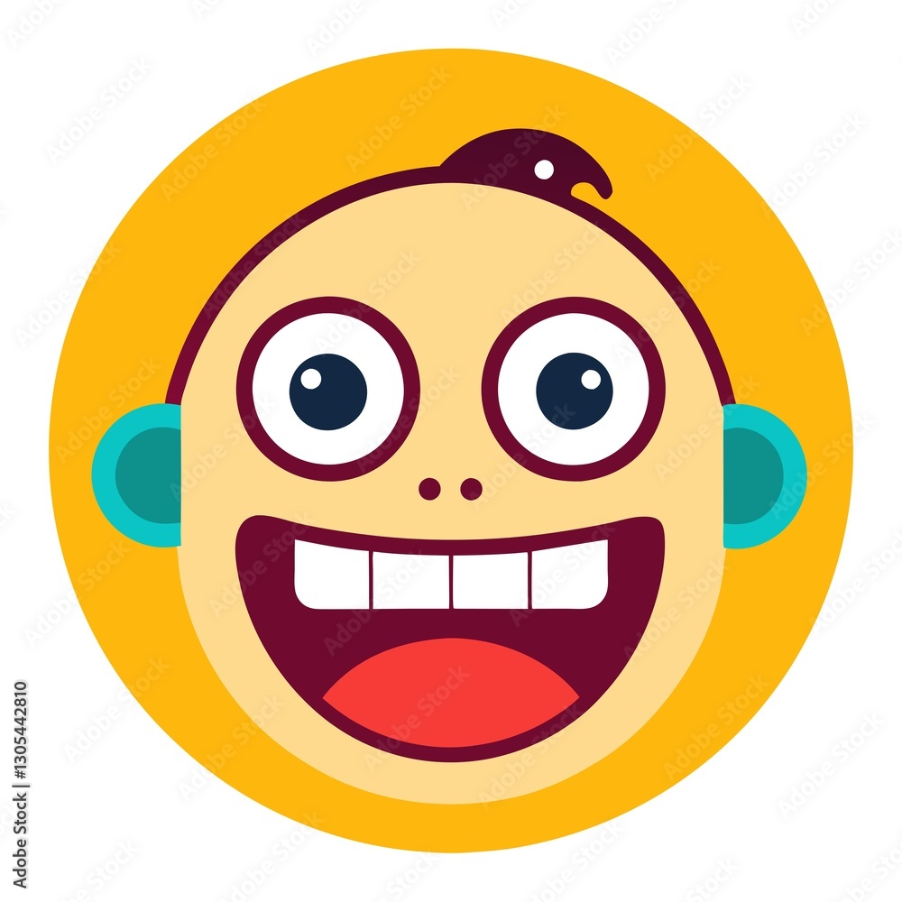 Fototapeta premium A smiling cartoon face with big eyes and a big smile