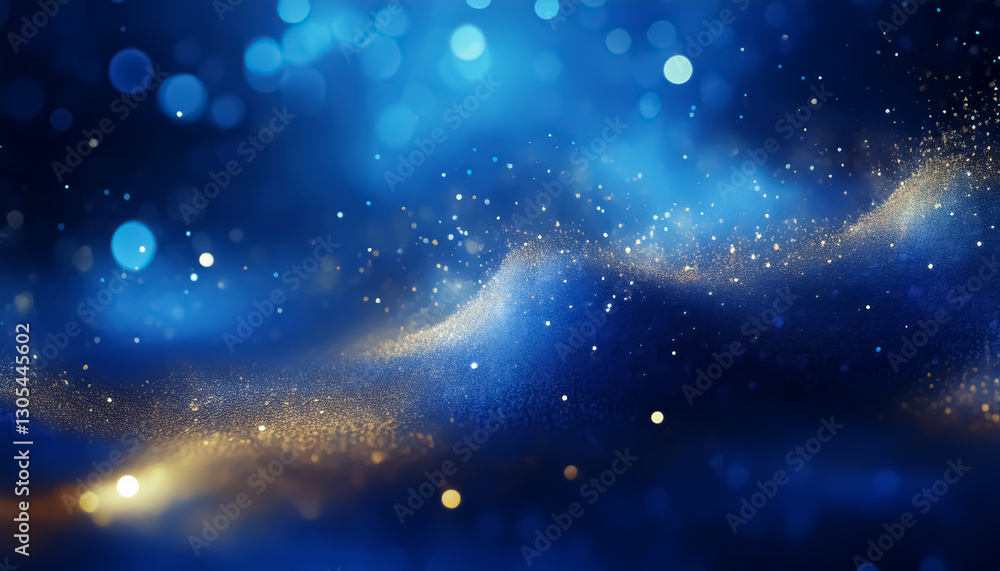Fototapeta premium Mystical Blue and Gold Abstract Light Particles Background