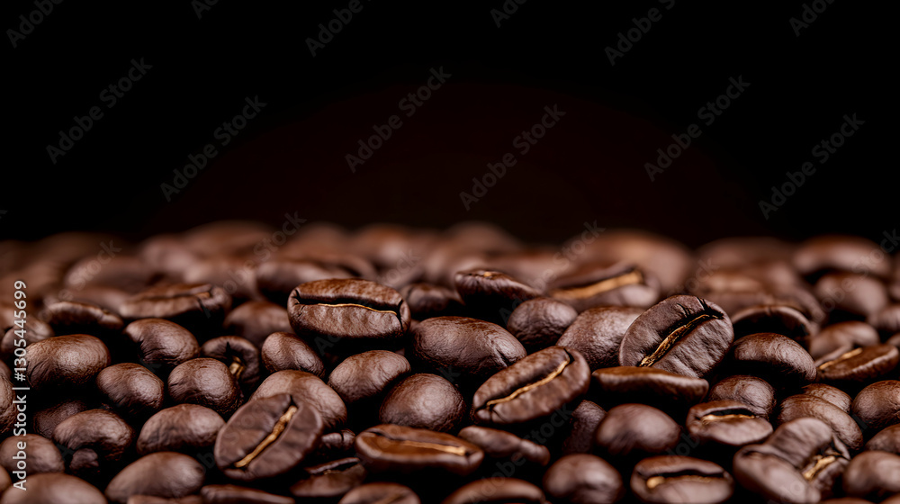 A close-up view of dark roasted coffee beans showcasing their rich color and texture A close-up view of dark roasted coffee beans showcasing their rich color and texture