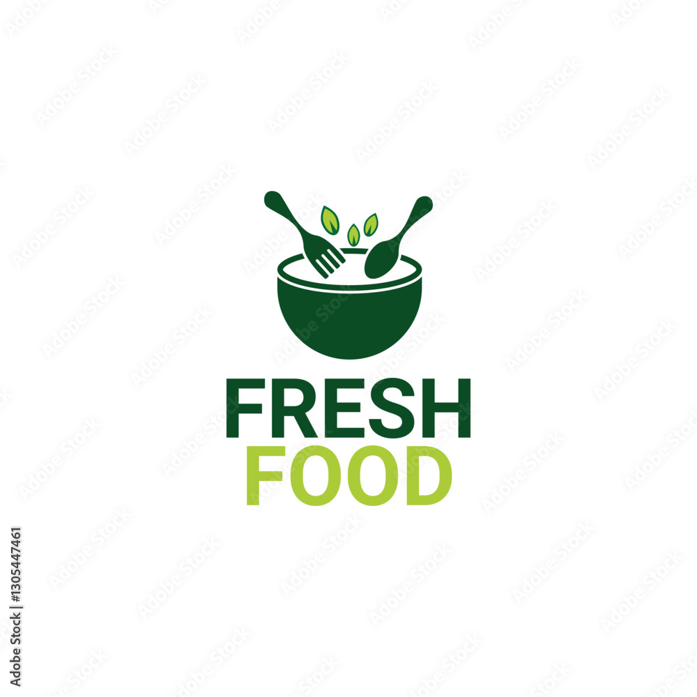 Fresh Food Logo Design Vector Template. Fresh spoon fork bowl and leaf Logotype Concept Fresh Food Logo Design Vector Template. Fresh spoon fork bowl and leaf Logotype Concept