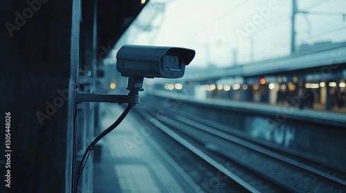 Fototapeta Naklejka Na Ścianę i Meble -  Security camera on train station platform