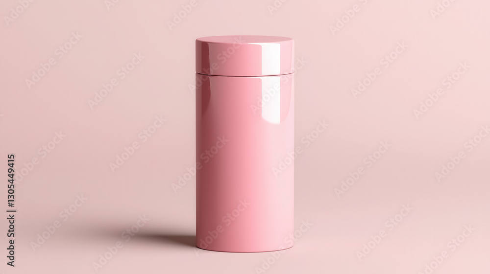 3D mockup of glossy pink cylindrical packaging 3D mockup of glossy pink cylindrical packaging