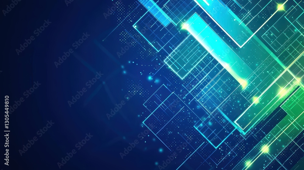 Fototapeta premium A vibrant, abstract design featuring glowing rectangles and a dark background, evoking a sense of technology and digital innovation.