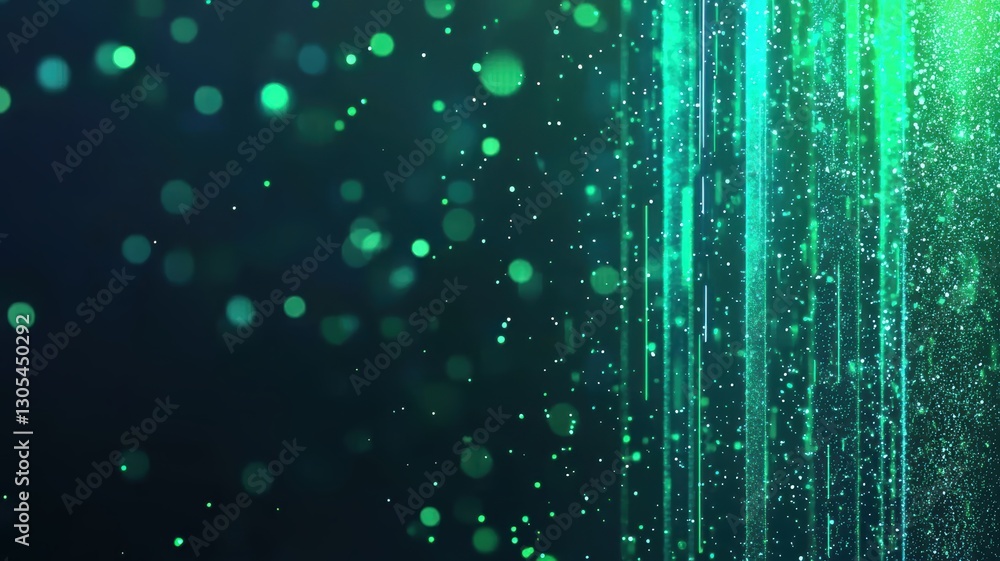An abstract image featuring green particles and vertical lines against a dark background, creating a sense of depth and motion. An abstract image featuring green particles and vertical lines against a dark background, creating a sense of depth and motion.