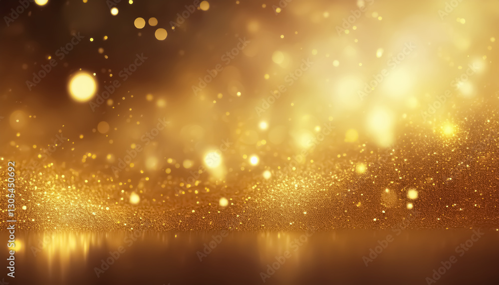 Obraz premium Golden Bokeh Lights Background - Sparkling Abstract Glitter Texture