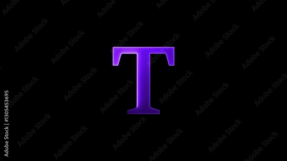 T text animation by purple color neon mask glow on black background. T text animation by purple color neon mask glow on black background.