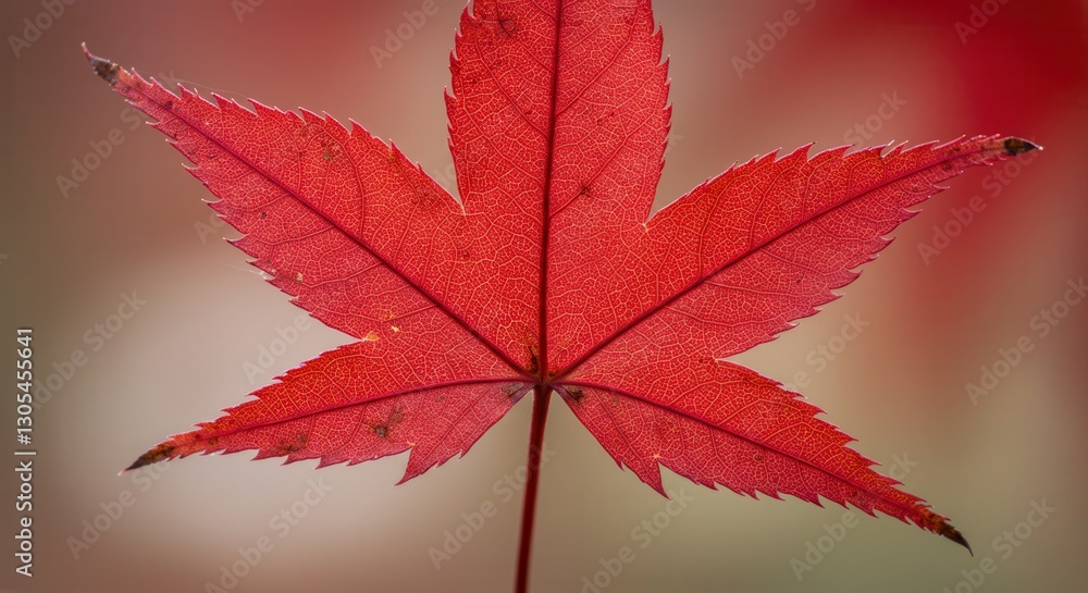 Close Up Red Maple Leaf with Detailed Veins and Textured Surface Close Up Red Maple Leaf with Detailed Veins and Textured Surface