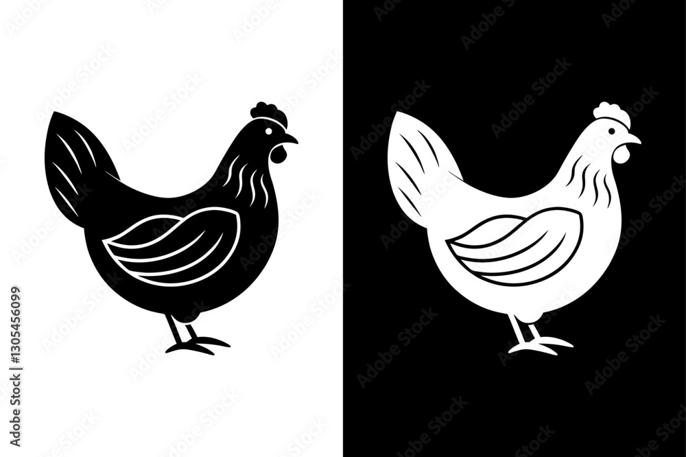 Chicken icon vector on White Background ,Vector Art Illustration on white background. Chicken icon vector on White Background ,Vector Art Illustration on white background.