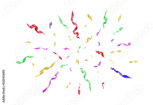 Explosion of colored confetti. Shiny flying pieces of foil. Festive frame for a carnival and postcards for parties. Vector illustration.
