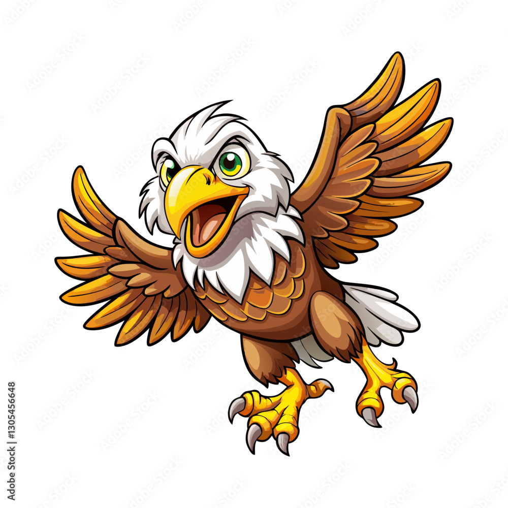 Naklejka premium Cartoon eagle flying