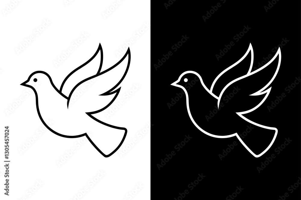 Obraz premium Dove icon vector on White Background ,Vector Art Illustration on white background.