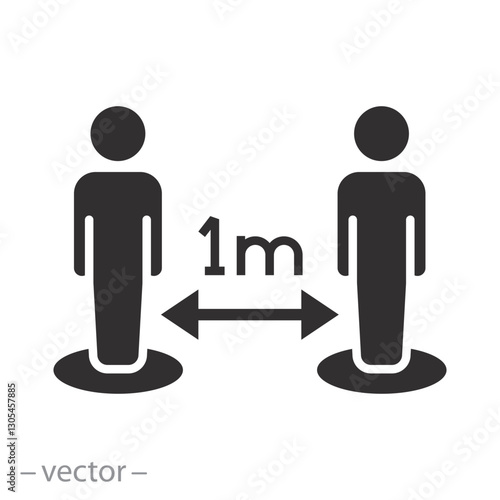 people isolation from coronavirus, social distance icon from spread virus, prevention safety, flat vector illustration