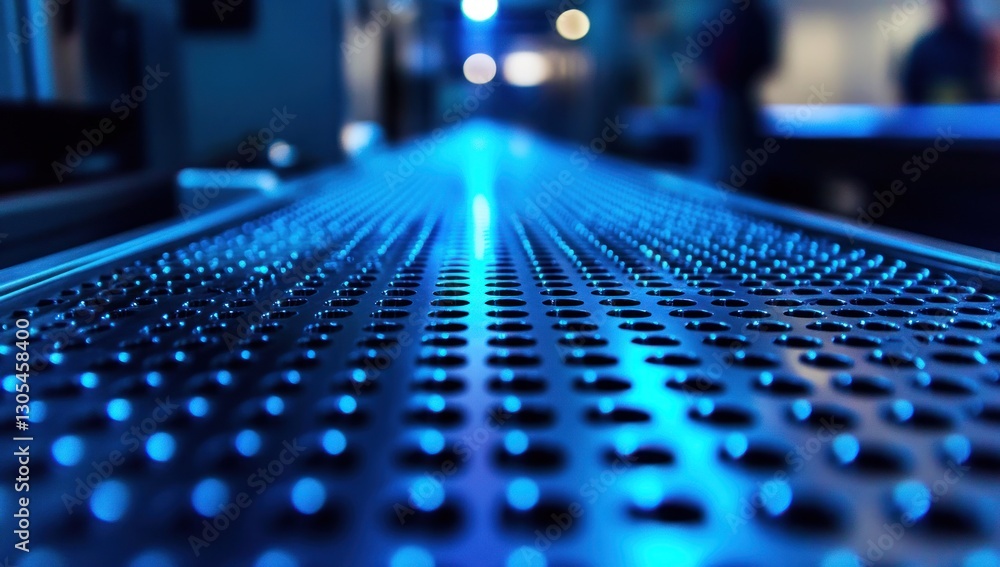 Abstract Blue Perforated Metal Surface Abstract Blue Perforated Metal Surface
