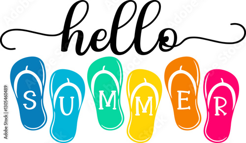 Hello summer flip flops SVG, summer vector