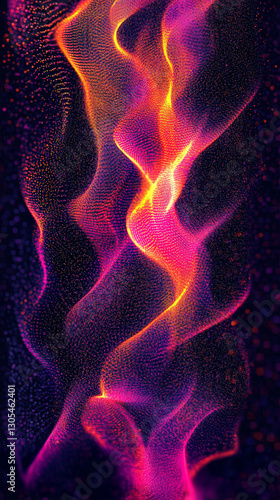 Vibrant abstract energy waves with glowing particles, mobile friendly