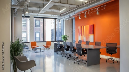 Modern Office Conference Room with City View photo