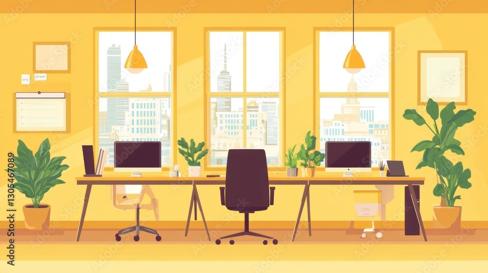 Modern Office Workspace with City View (3) Modern Office Workspace with City View (3)