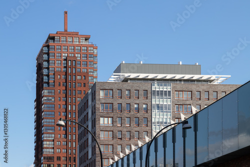 Modern high-rise buildings in the centre of Enschede in the Netherlands.