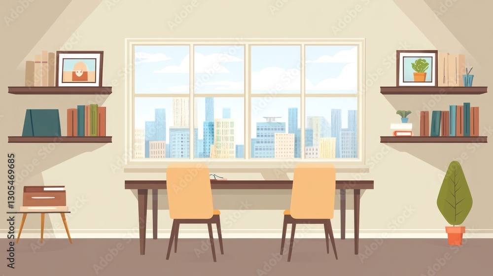 Fototapeta premium Modern city workspace interior