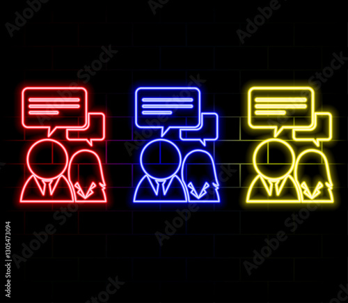 communication between two people icon. Elements of Conversation and Friendship in neon style icons. Simple icon for websites, web design, mobile app, info graphics